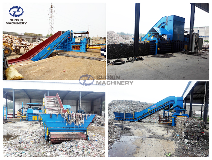 working site of industrial garbage baler